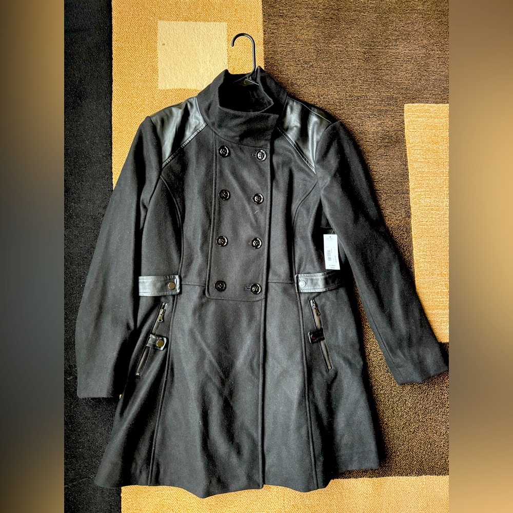 Black double breasted trench coat